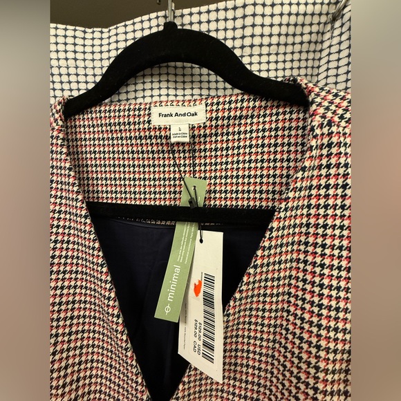 Frank And Oak Houndstooth Vest Double Breasted Button Tie Front Dress - Picture 2 of 4